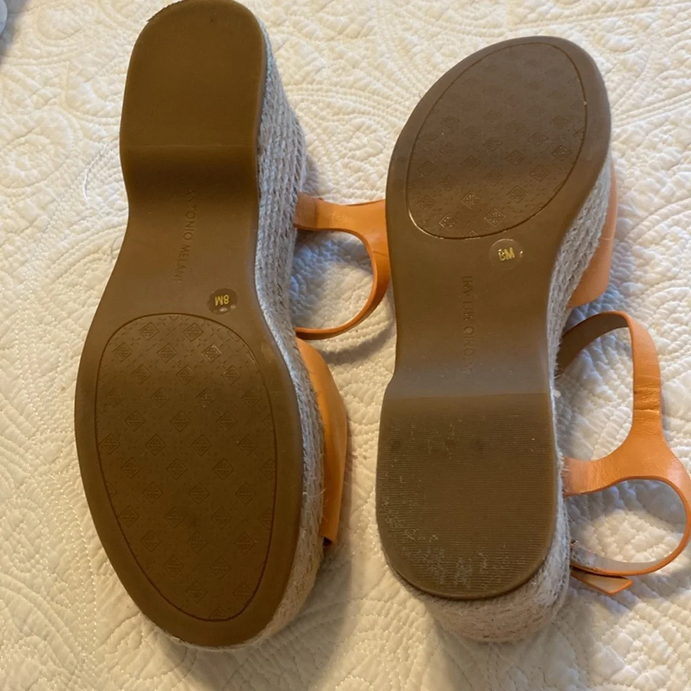 Brand new Antonio Melani light orange‎ leather platform shoe with buckle